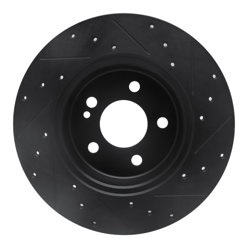 Mercedes-Benz C300 Brake Rotor (1) - Rear Left - R1 Concepts - Drilled & Slotted - Black - `15-`21